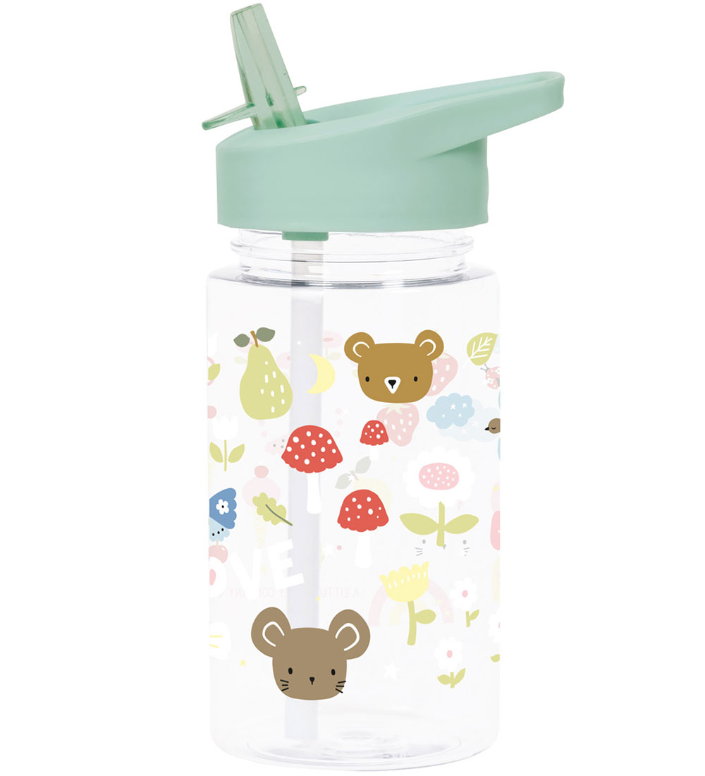 A Little Lovely Company Vattenflaska m. Sugrör - 450 ml - Joy
