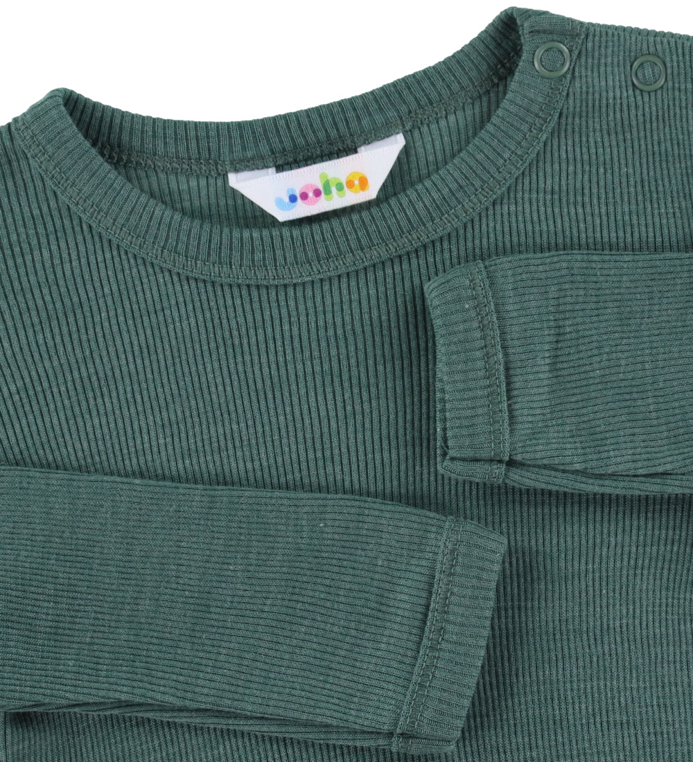 Joha Blouse - Rib - Wol/Zijde - Donker Groen
