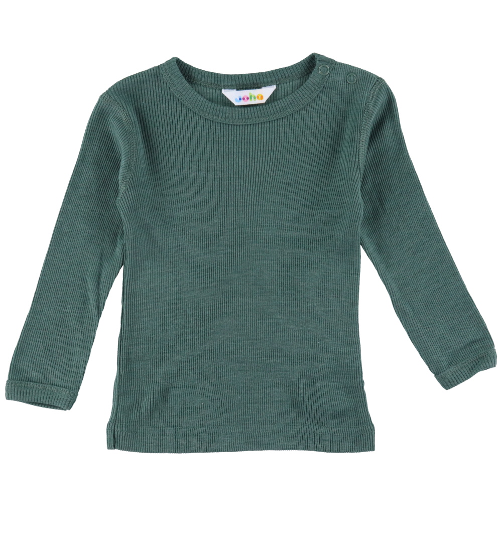 Joha Blouse - Rib - Wol/Zijde - Donker Groen