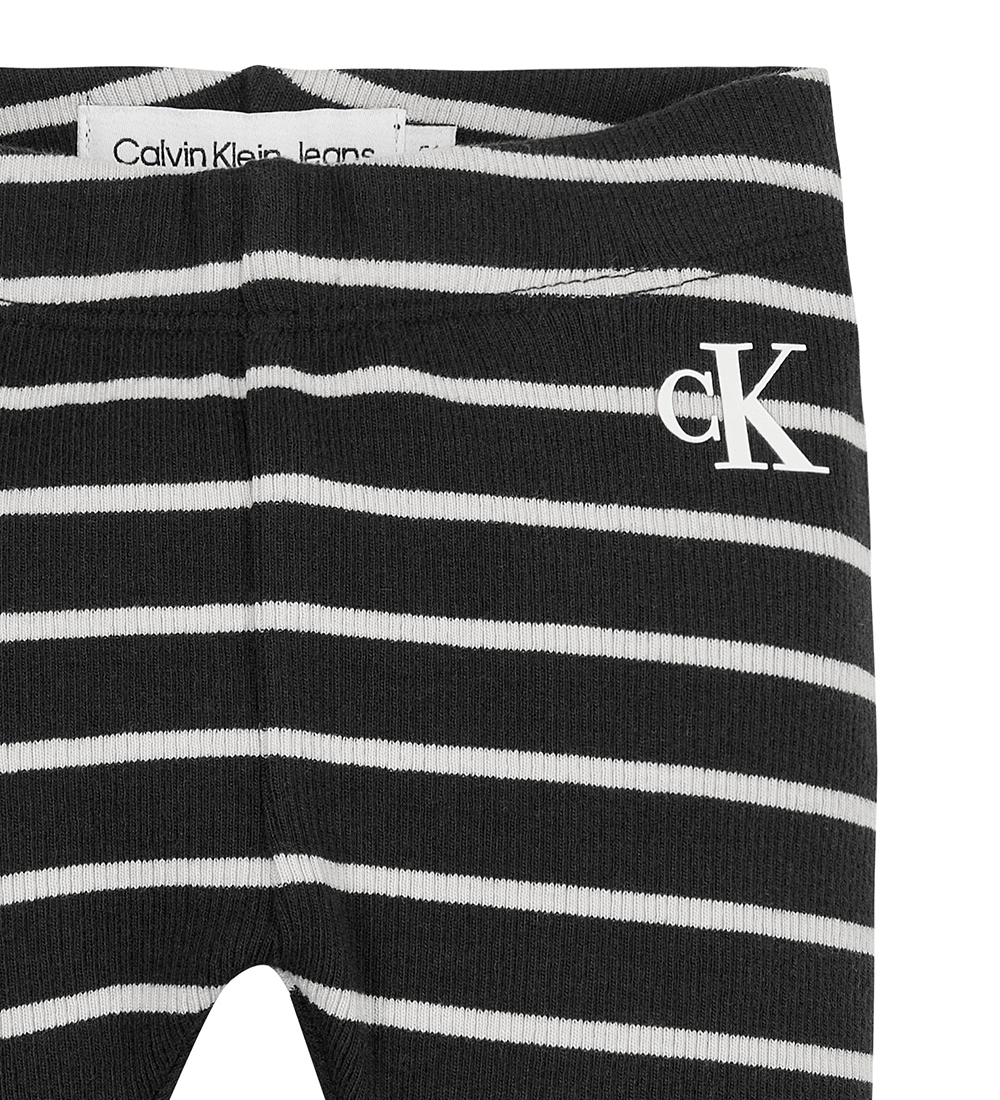 Calvin Klein Leggings - Rib - Black/White Striped