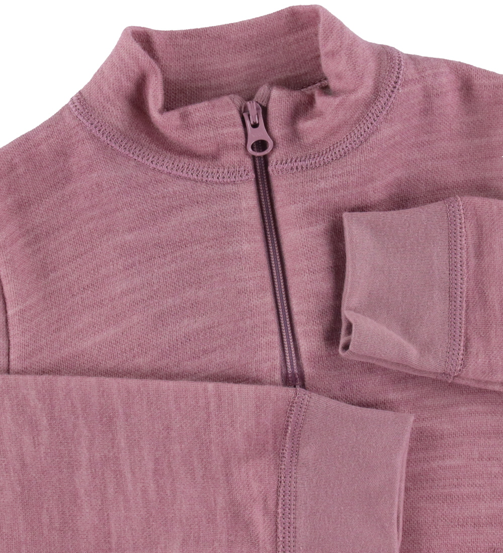 Joha Blouse m. Rits - Wol/Bamboe - Rose