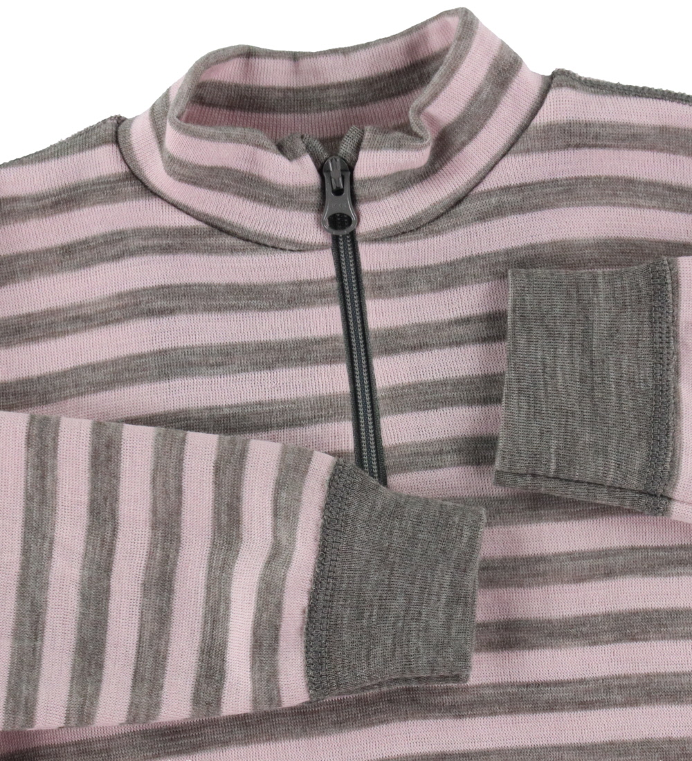 Joha Blouse w. Zipper - Wool - Pink/Grey