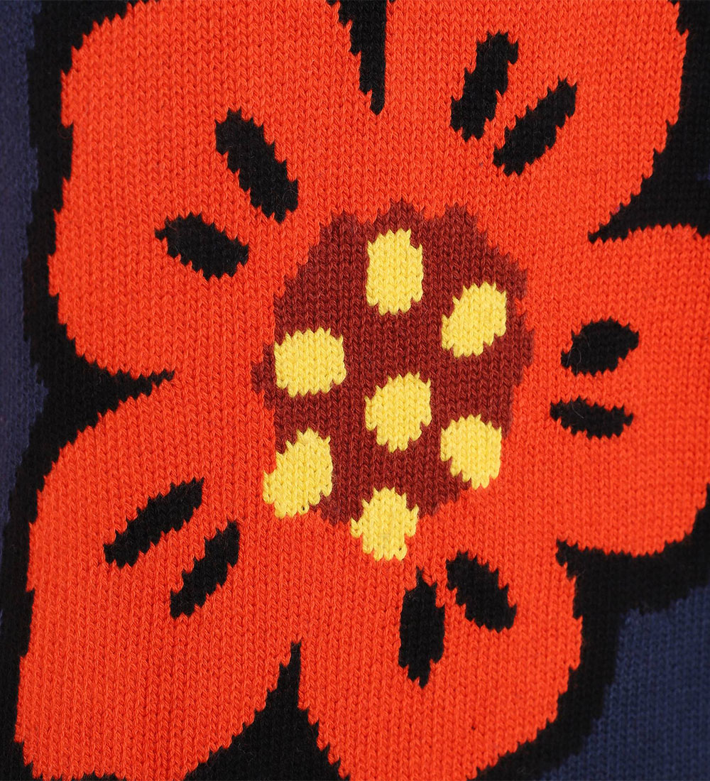 Kenzo Blouse - Gebreid - Navy/Oranje m. Bloem