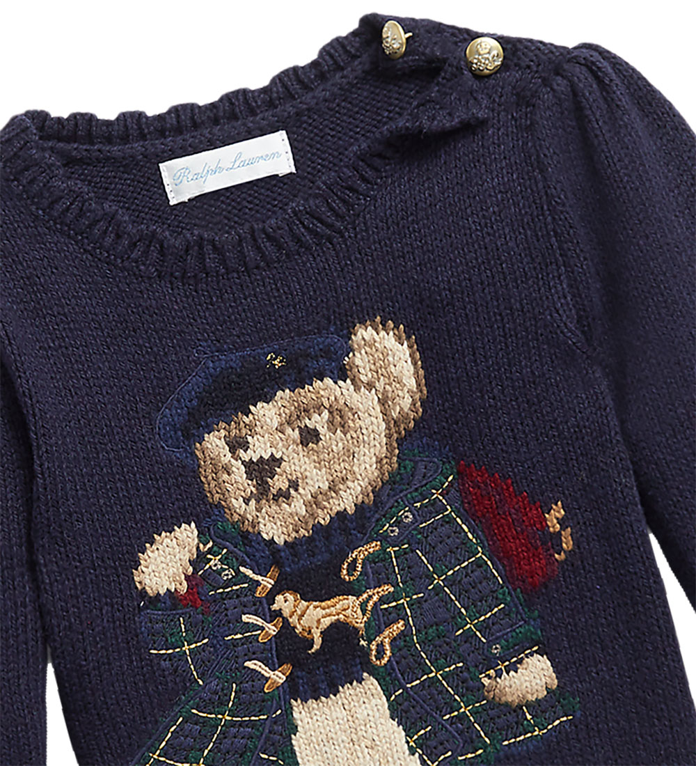 Polo Ralph Lauren Blouse - Knitted - Navy w. Soft Toy