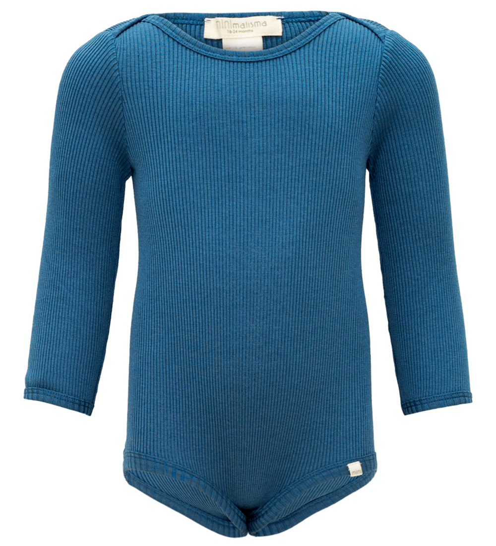 Minimalisma Bodysuit l/s - Rib - Silk/Cotton - Bono - True Blue