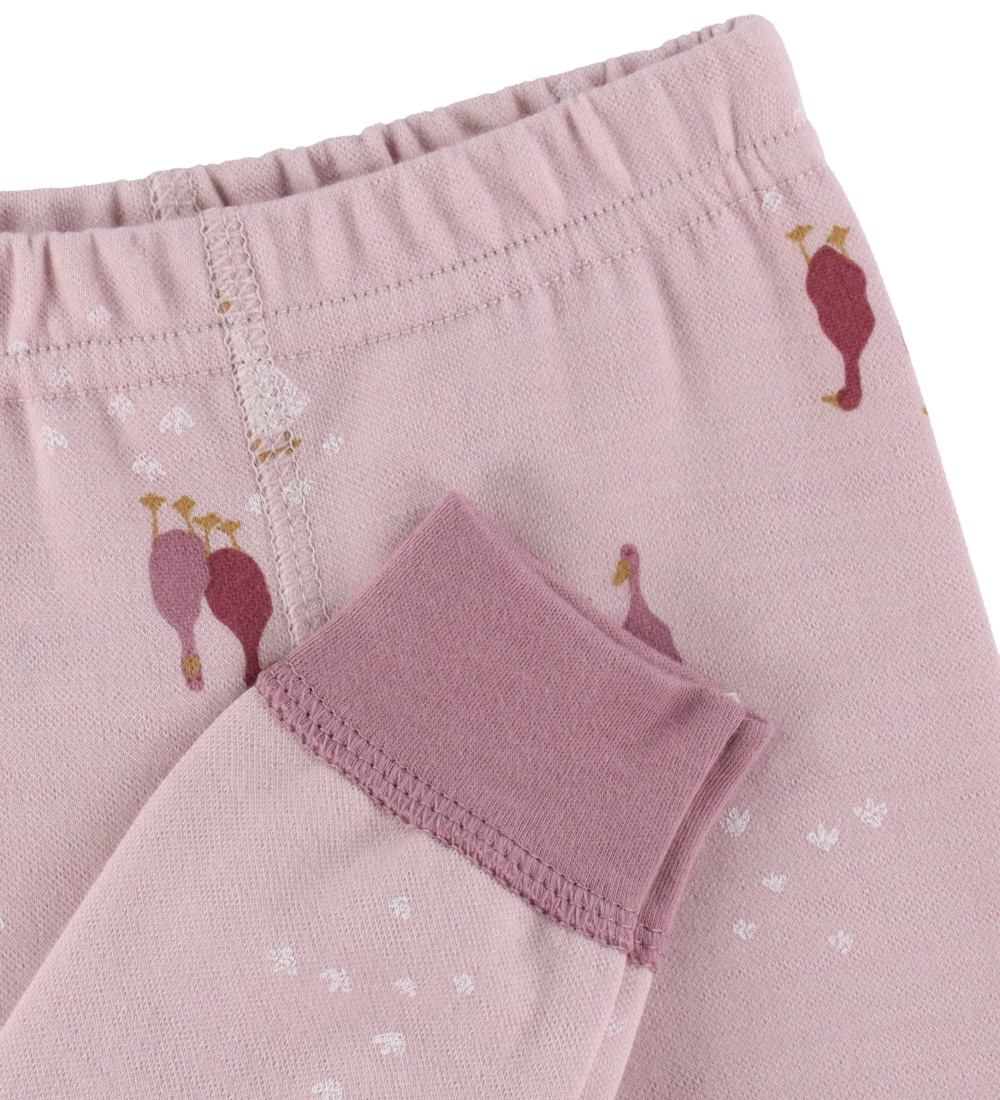 Joha Leggings - Ull/Bomull - Light Bordeaux m. Gäss