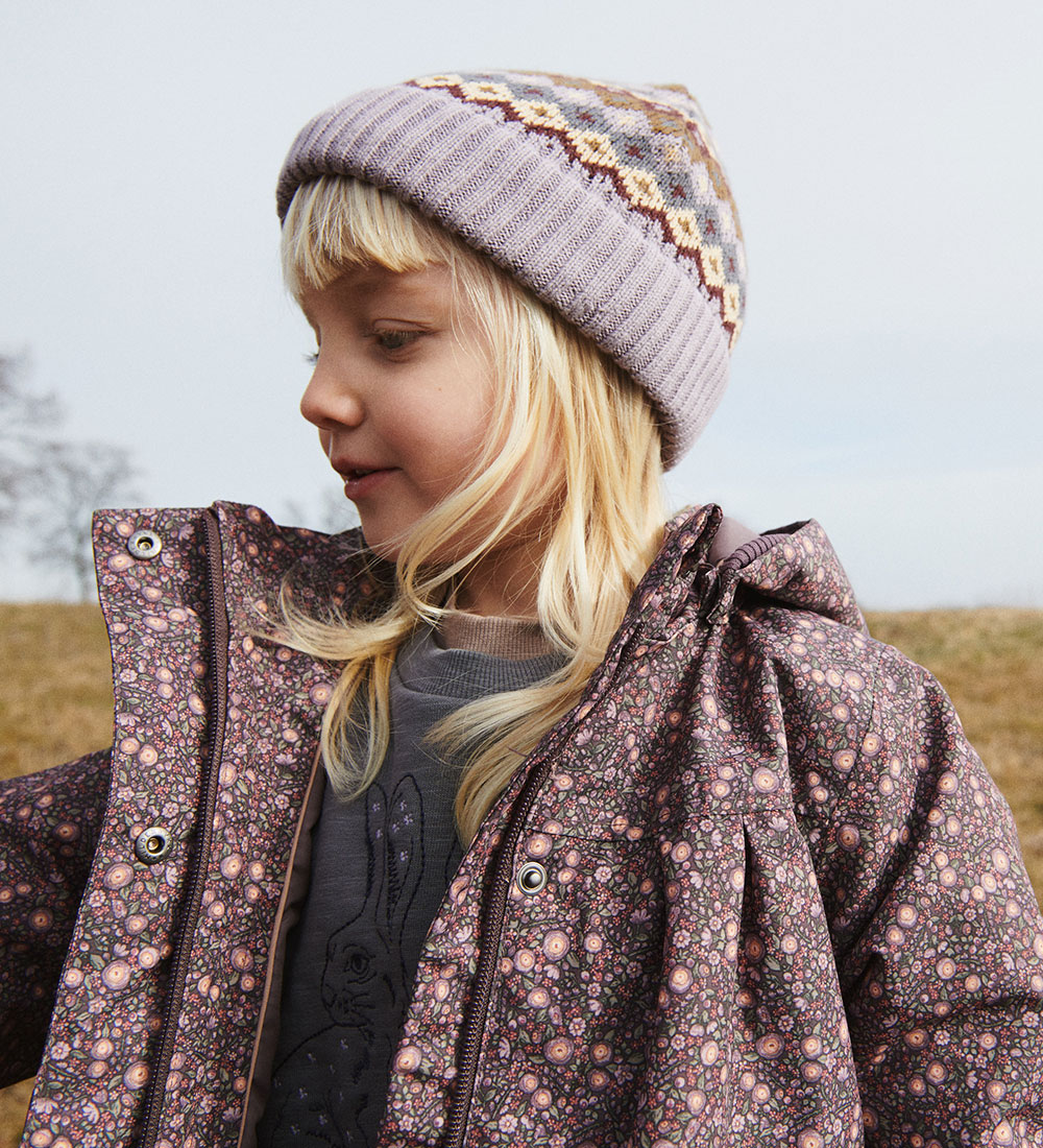 Wheat Winter Coat - Mimmi Tech - Eggplant Buttercups