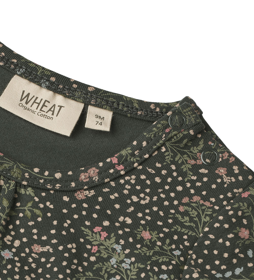 Wheat Romper l/s - Liv - Black Steenkool Small Bloemen