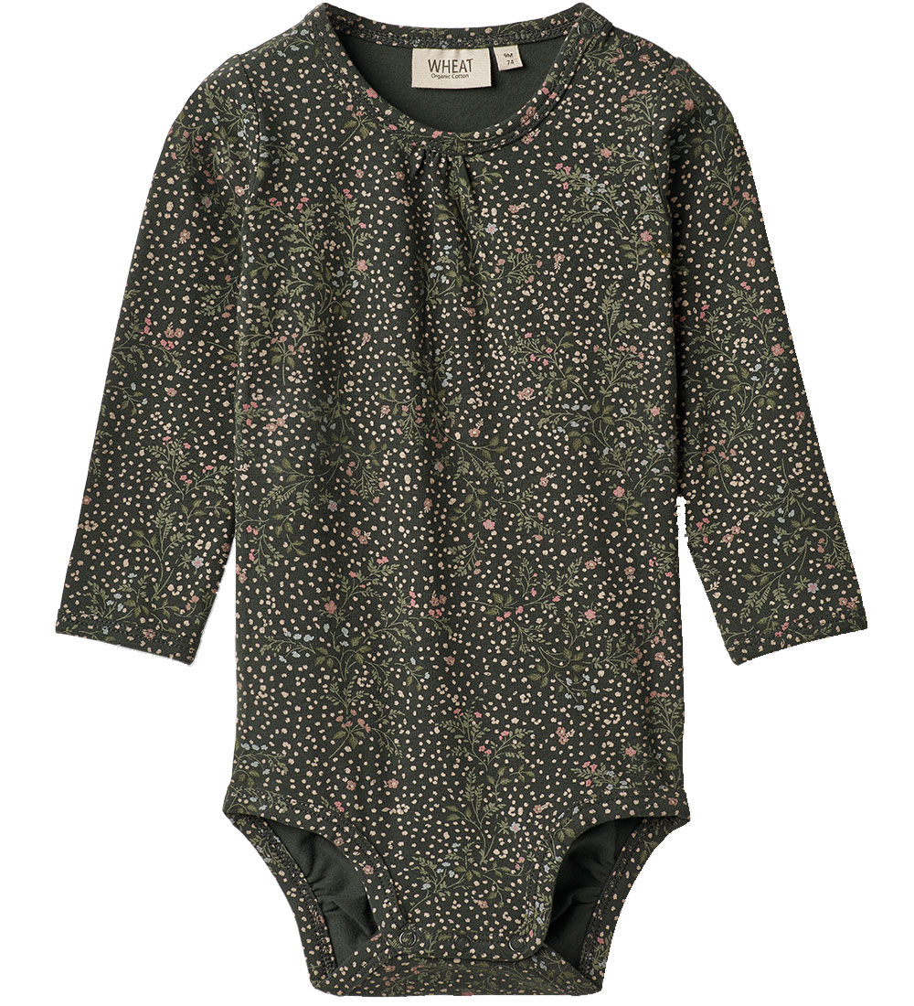 Wheat Romper l/s - Liv - Black Steenkool Small Bloemen