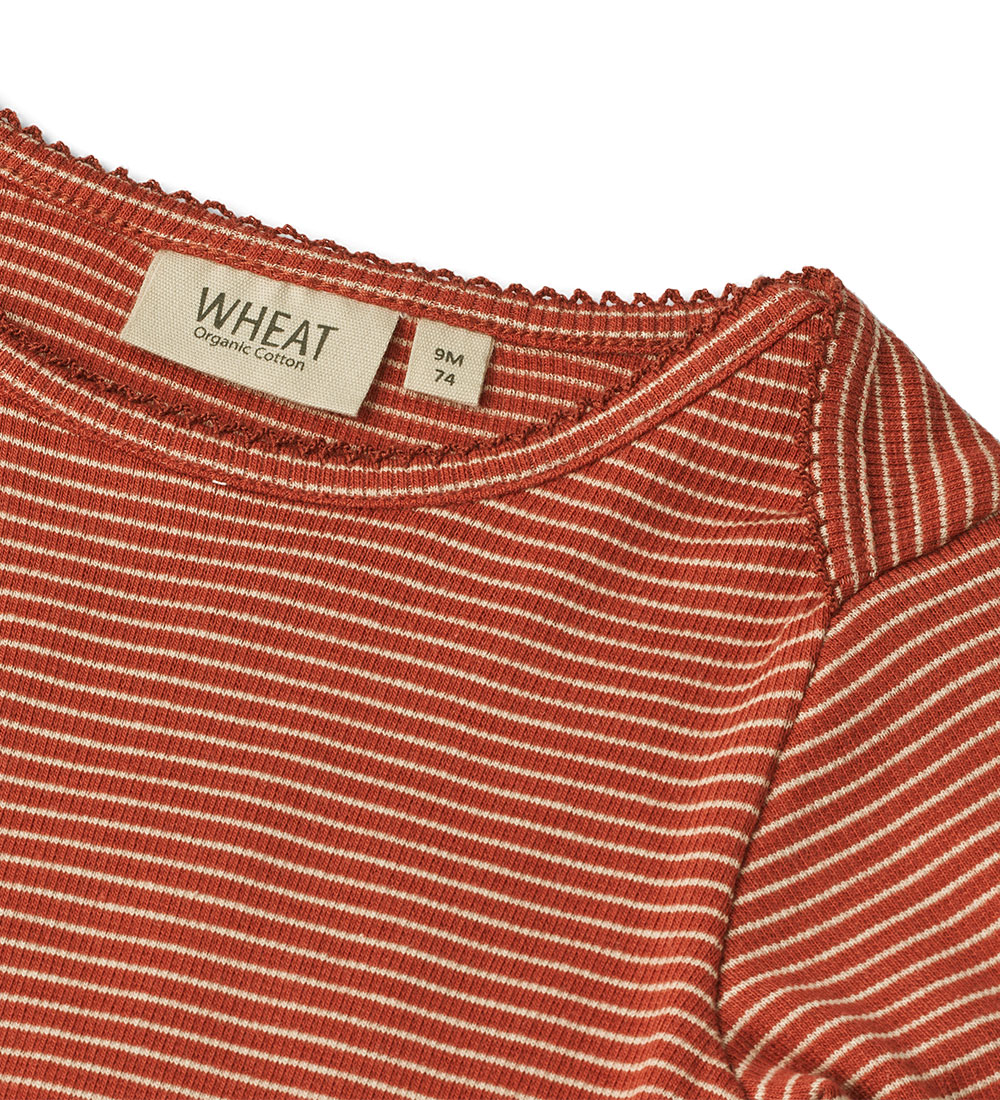 Wheat Bodysuit l/s - Rib - Rie - Paprika Stripe