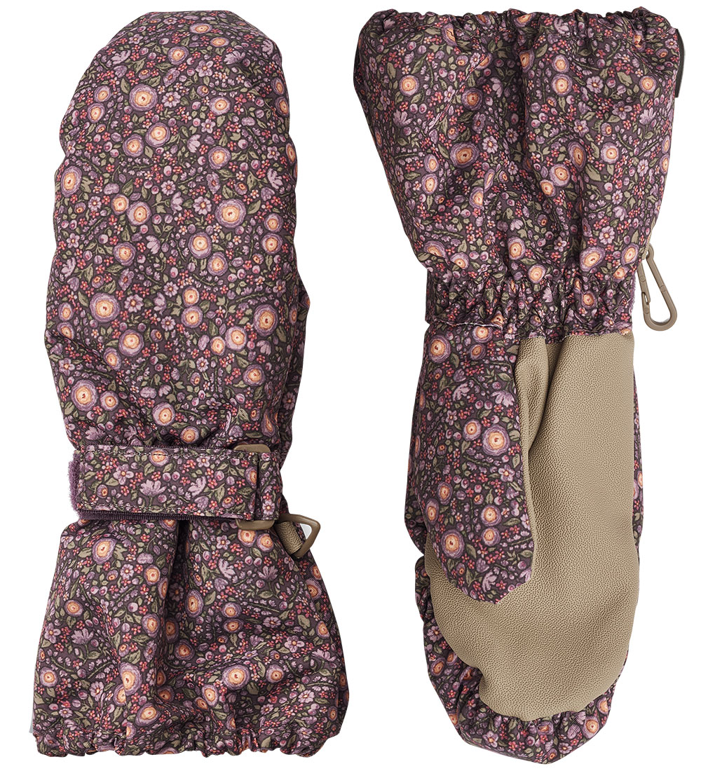 Wheat Mittens - Mittens Tech - Eggplant Buttercups