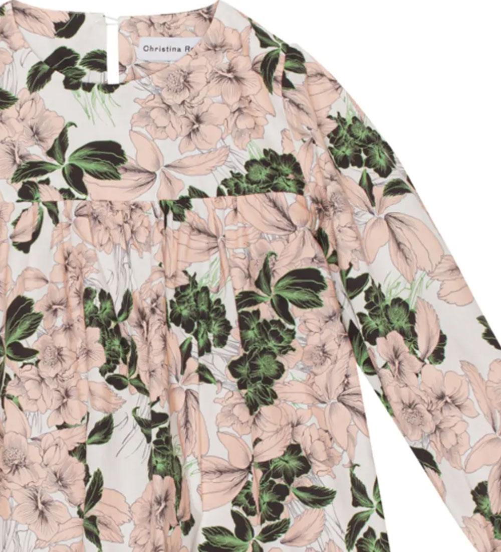 Christina Rohde Dress - White w. Flowers