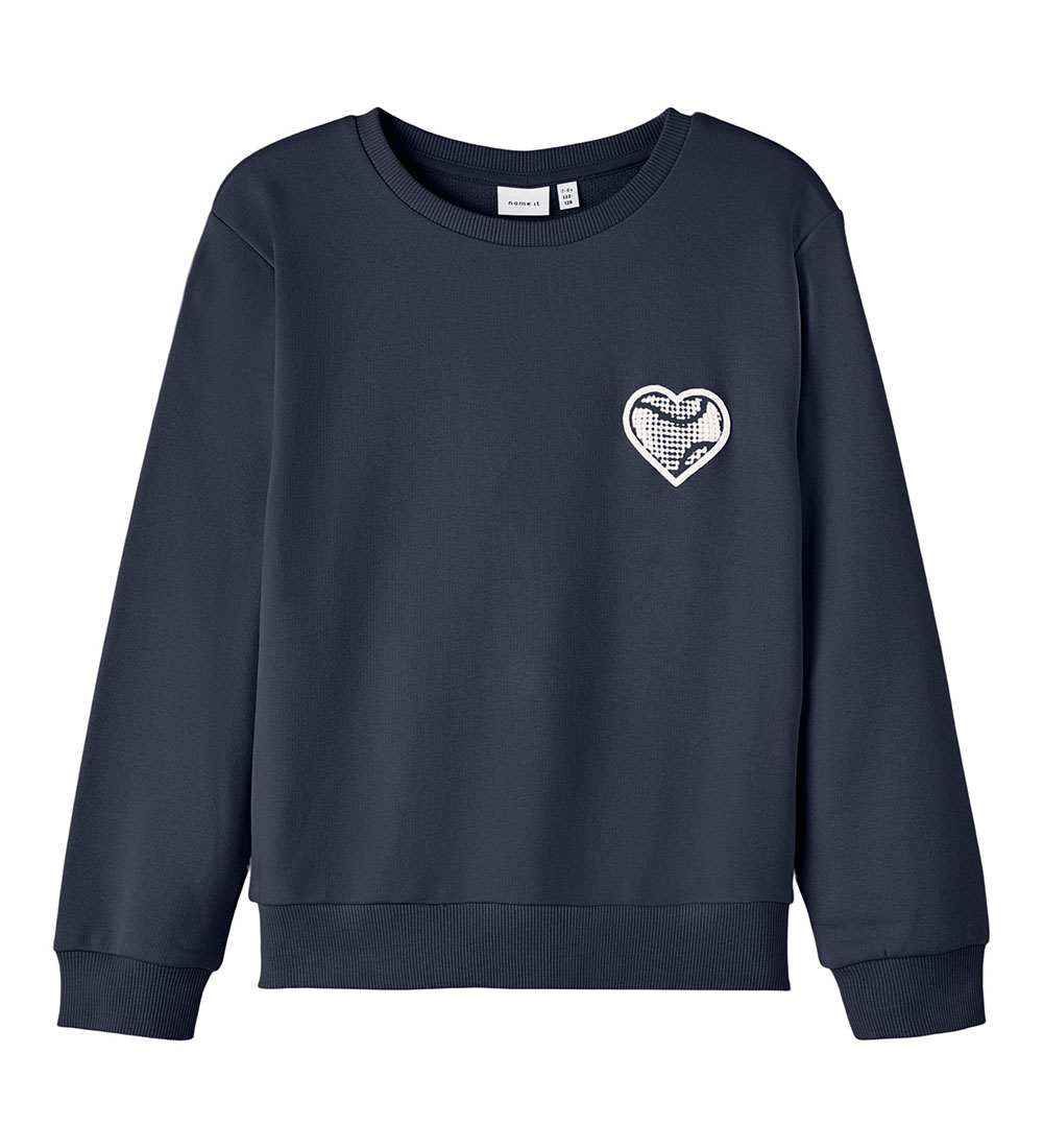 Name It Sweatshirt - NkfKennis - Dark Sapphire w. Glitter