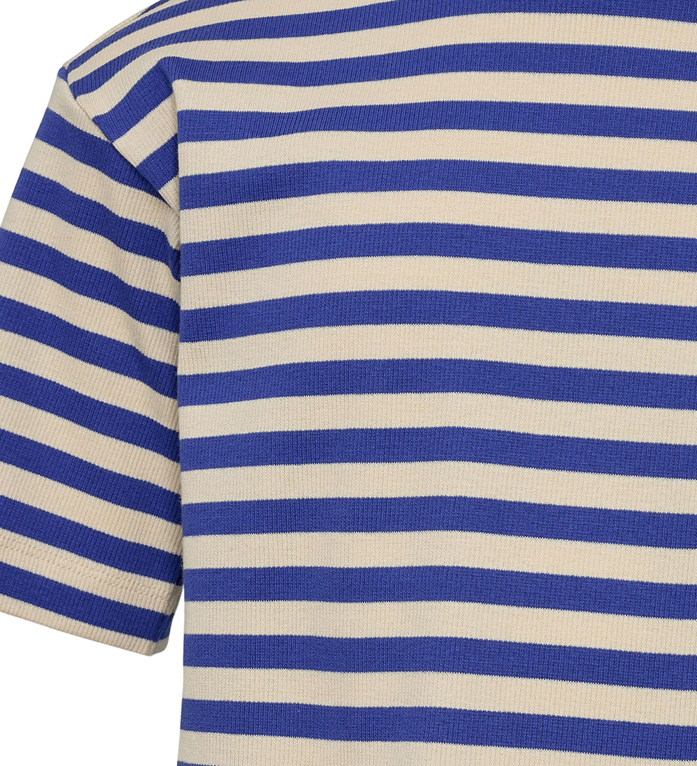 Sofie Schnoor Meisjes T-Shirt - Rib - Blauw/Crème Gestreept