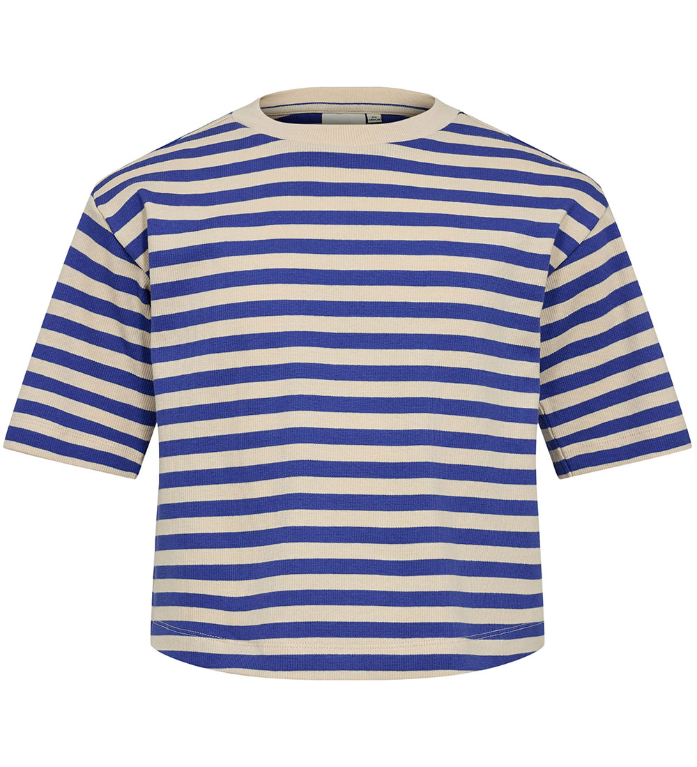 Sofie Schnoor Meisjes T-Shirt - Rib - Blauw/Crème Gestreept