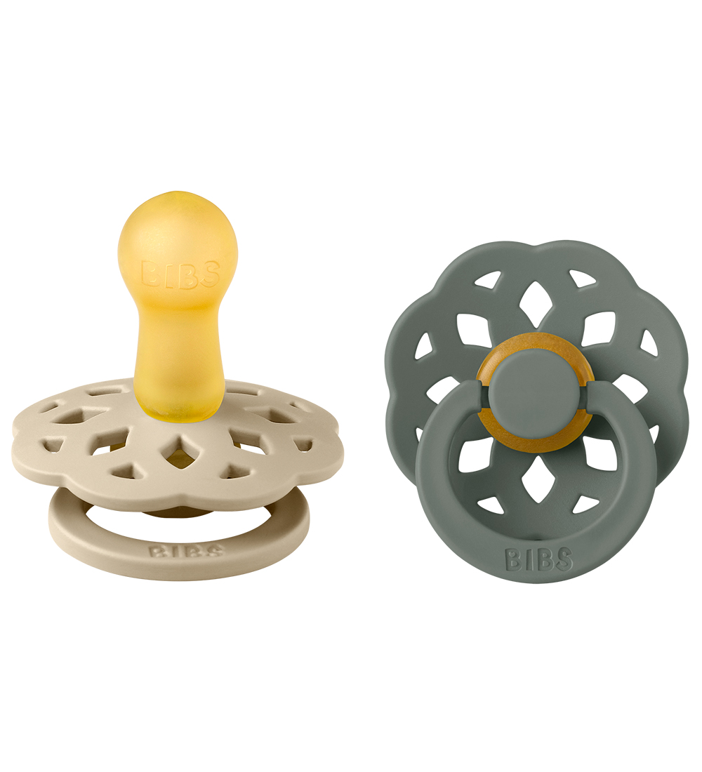BIBS Bohemia Pacifiers - 2-Pack - Size 1 - Round - Vanilla/Pine