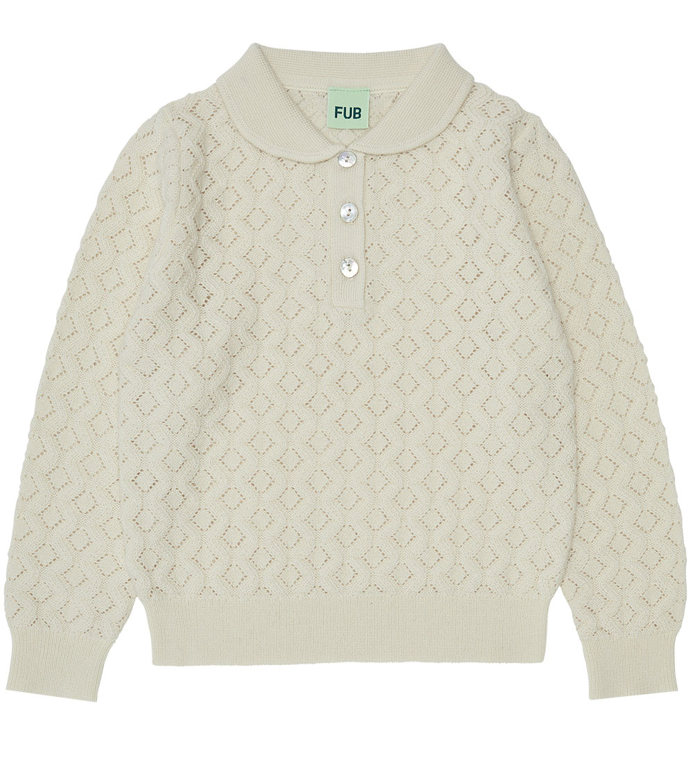 FUB Blouse - Wool - Ecru w. Pointelle