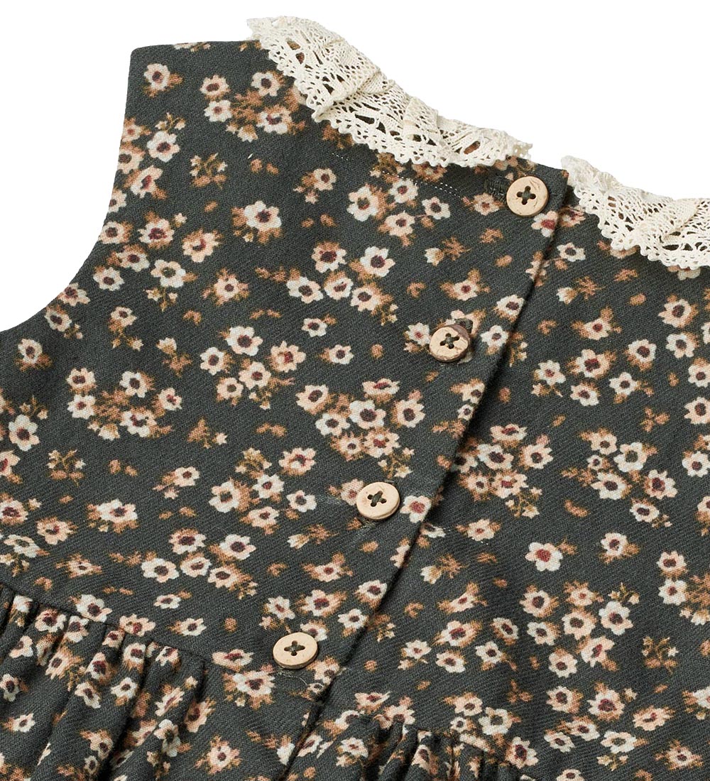 Wheat Dress - Elma - Black Coal Flowers
