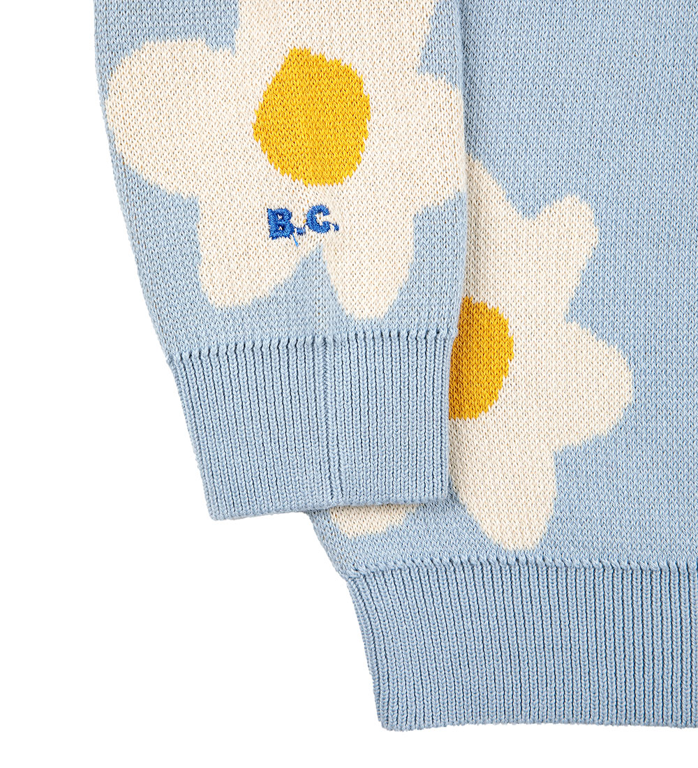 Bobo Choses Blouse - Knitted - BIG Fower - Light Blue/White