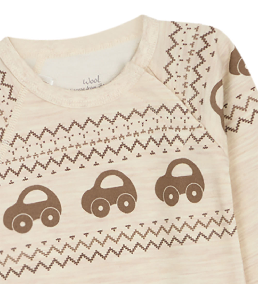 Hust and Claire Bodysuit l/s - Wool/Bamboo - Basti - Wheat Melan