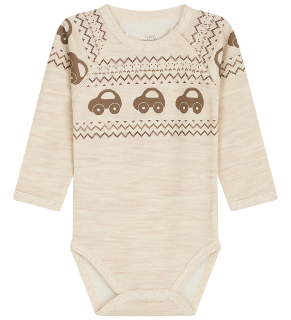 Hust and Claire Bodysuit l/s - Wool/Bamboo - Basti - Wheat Melan