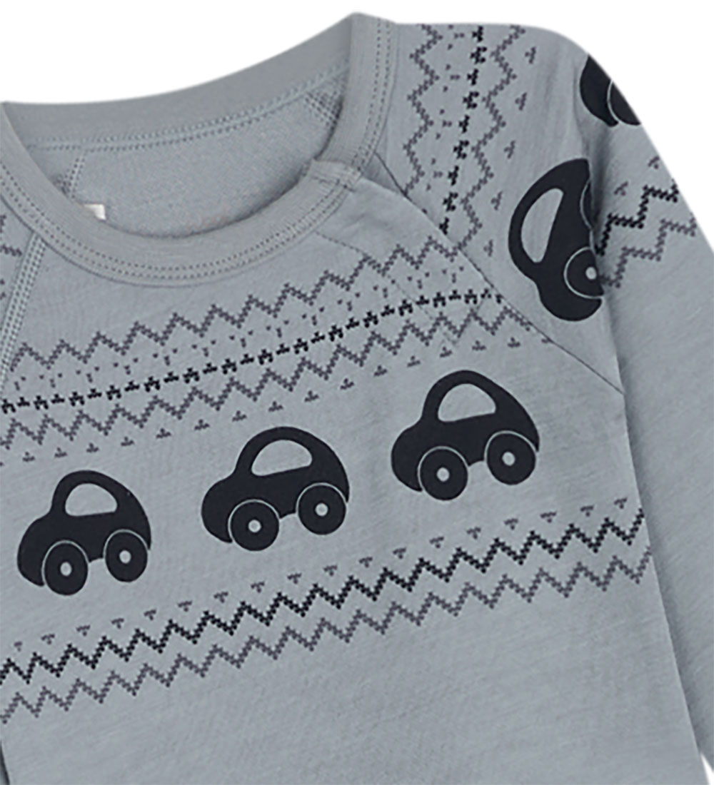 Hust and Claire Bodysuit l/s - Wool/Bamboo - Basti - Blue Wind
