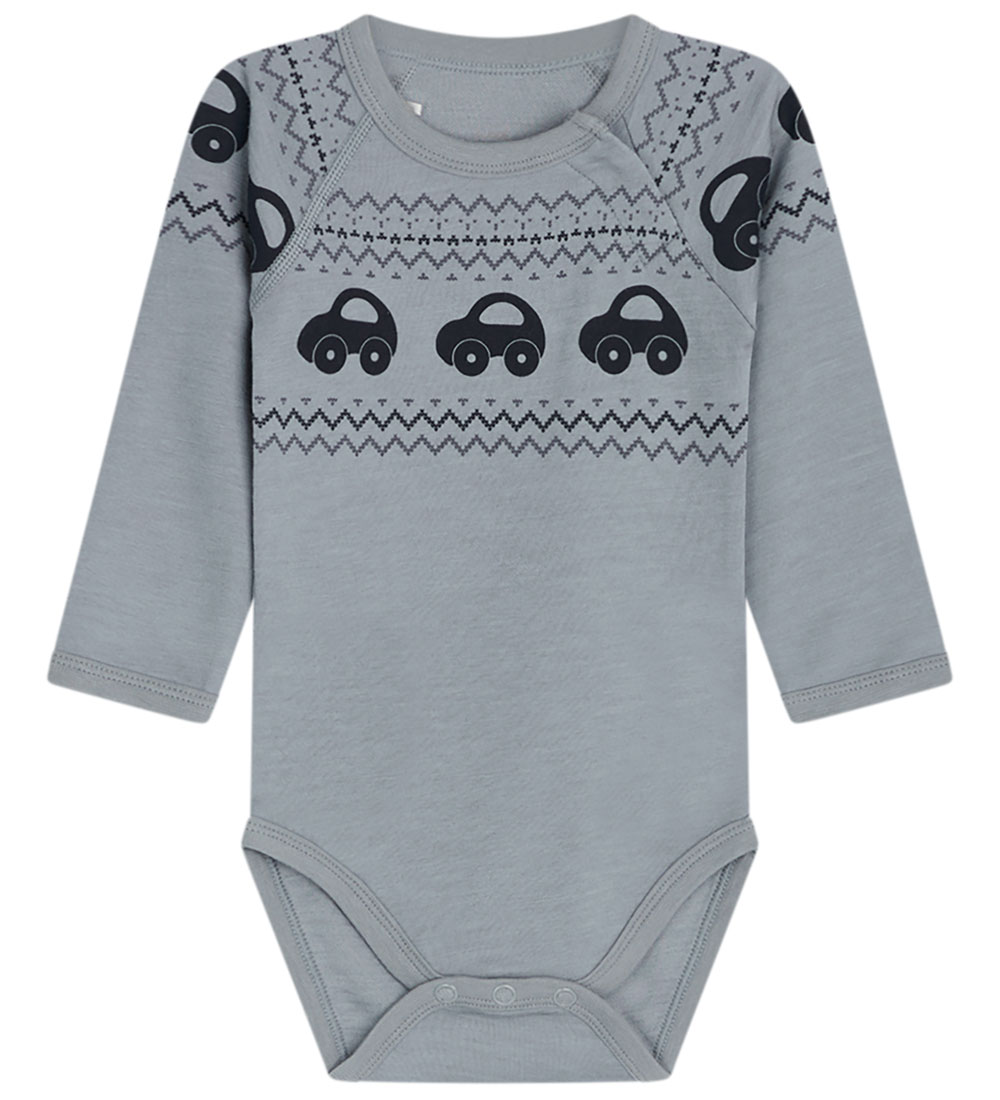 Hust and Claire Bodysuit l/s - Wool/Bamboo - Basti - Blue Wind