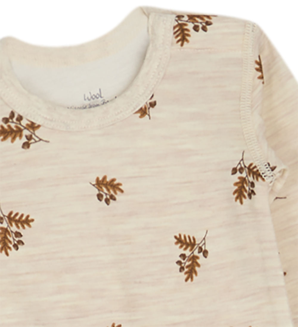 Hust and Claire Bodysuit l/s - Wool/Bamboo - Baloo - Wheat Melan