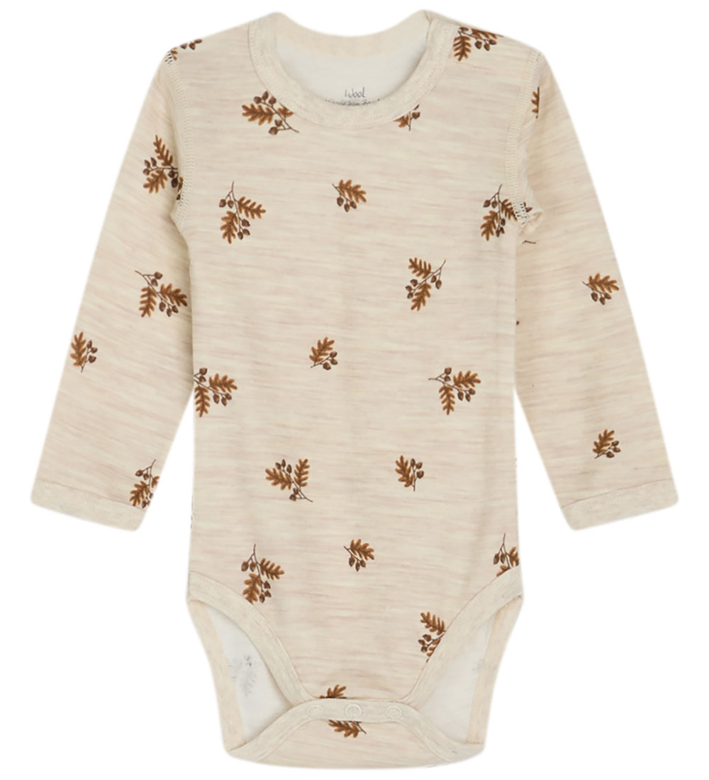 Hust and Claire Bodysuit l/s - Wool/Bamboo - Baloo - Wheat Melan