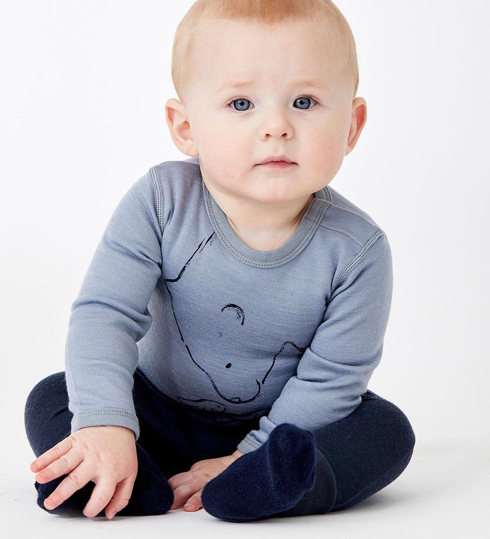 Hust and Claire Bodysuit l/s - Wool/Bamboo - Baloo - Blue Wind