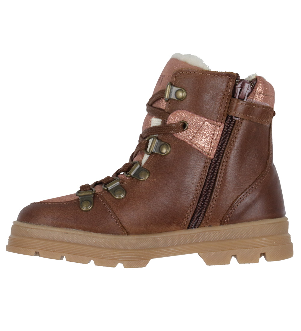 Wheat Winter Boots - Toni Tex - Brown/Pink w. Glitter