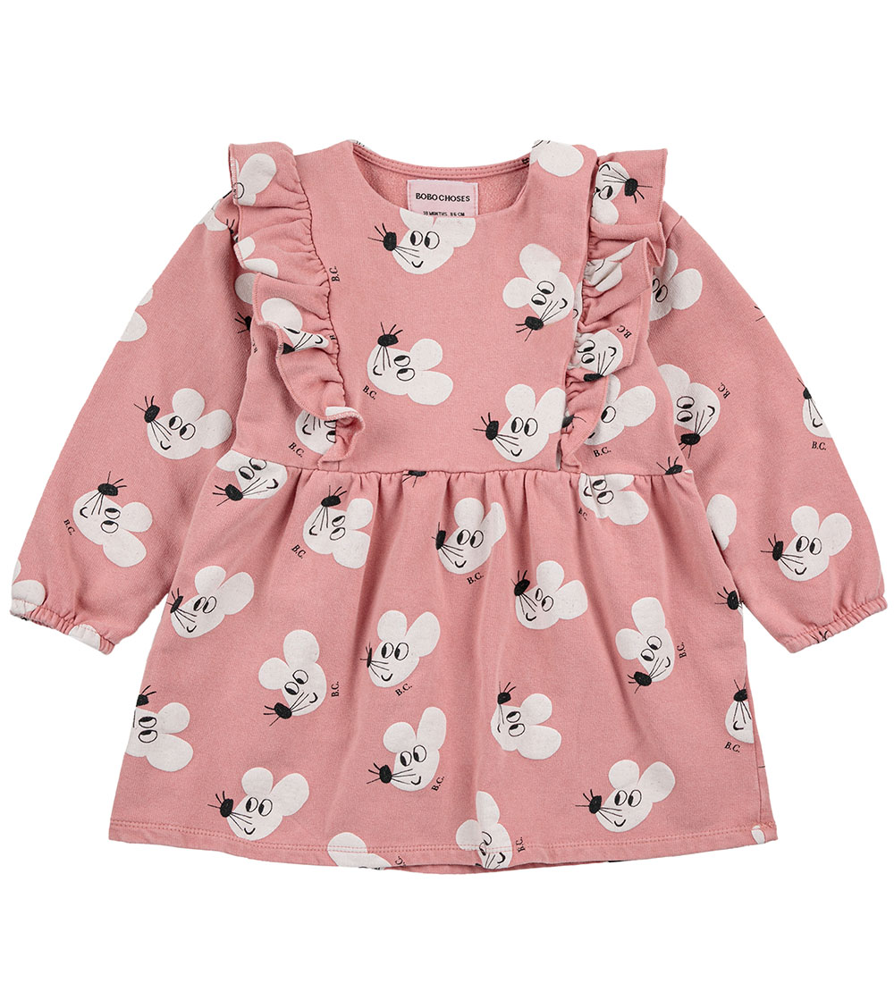 Bobo Choses Sweat Dress - Mouse - Pink/White