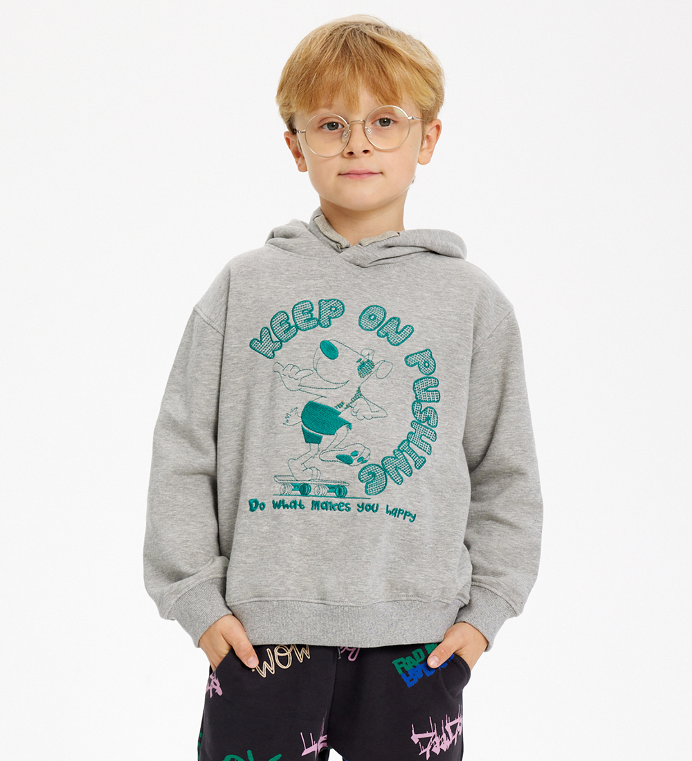 The New Hoodie - TnHoward - Grey Melange w. Green