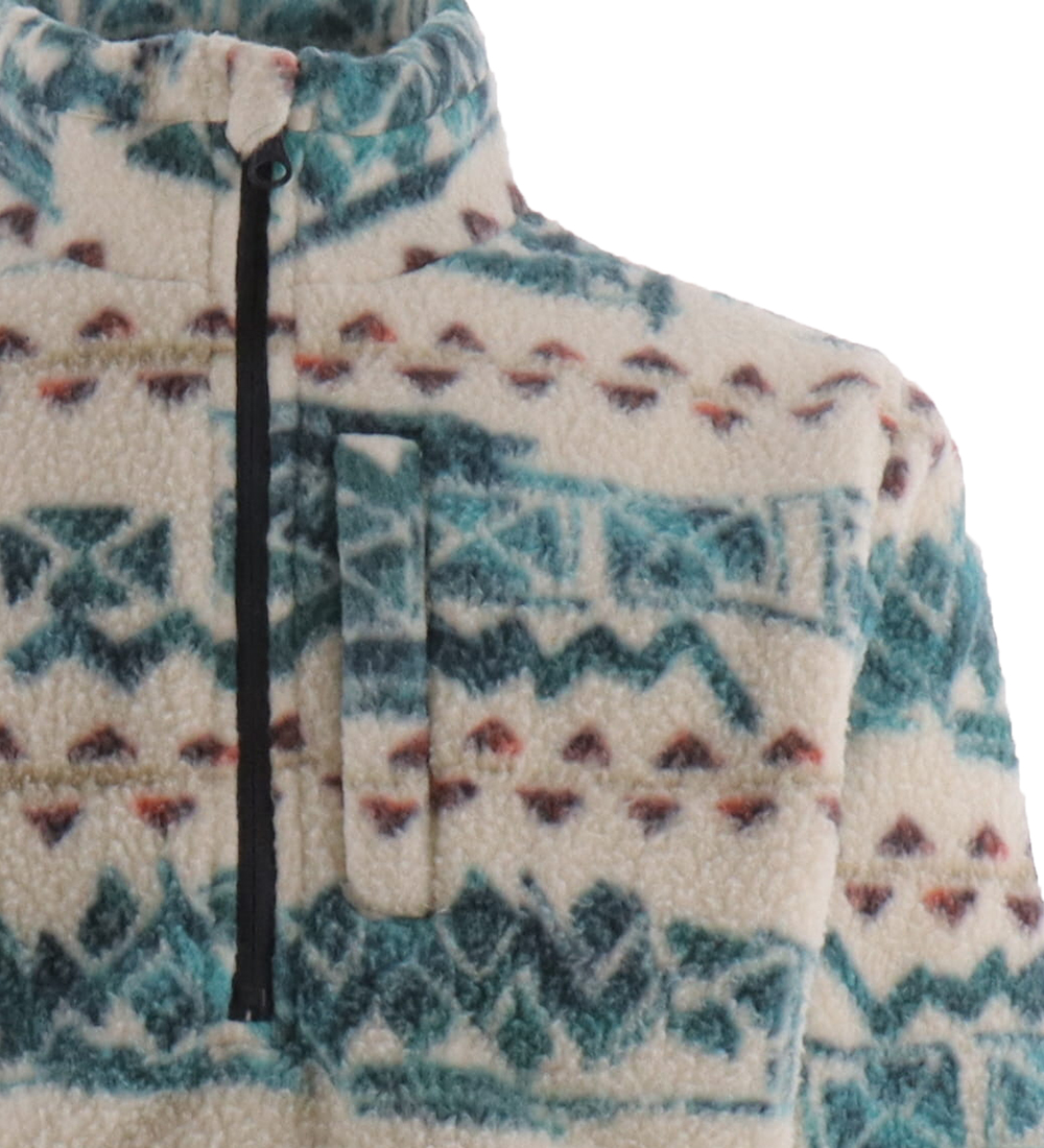 Billabong Fleece Jumper - Boundary Mock Neck - White/Green/Red