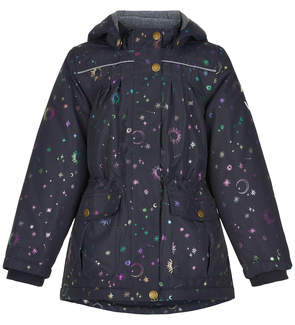 Mikk-Line Winter Coat - Recycled - Dark Navy w. Print