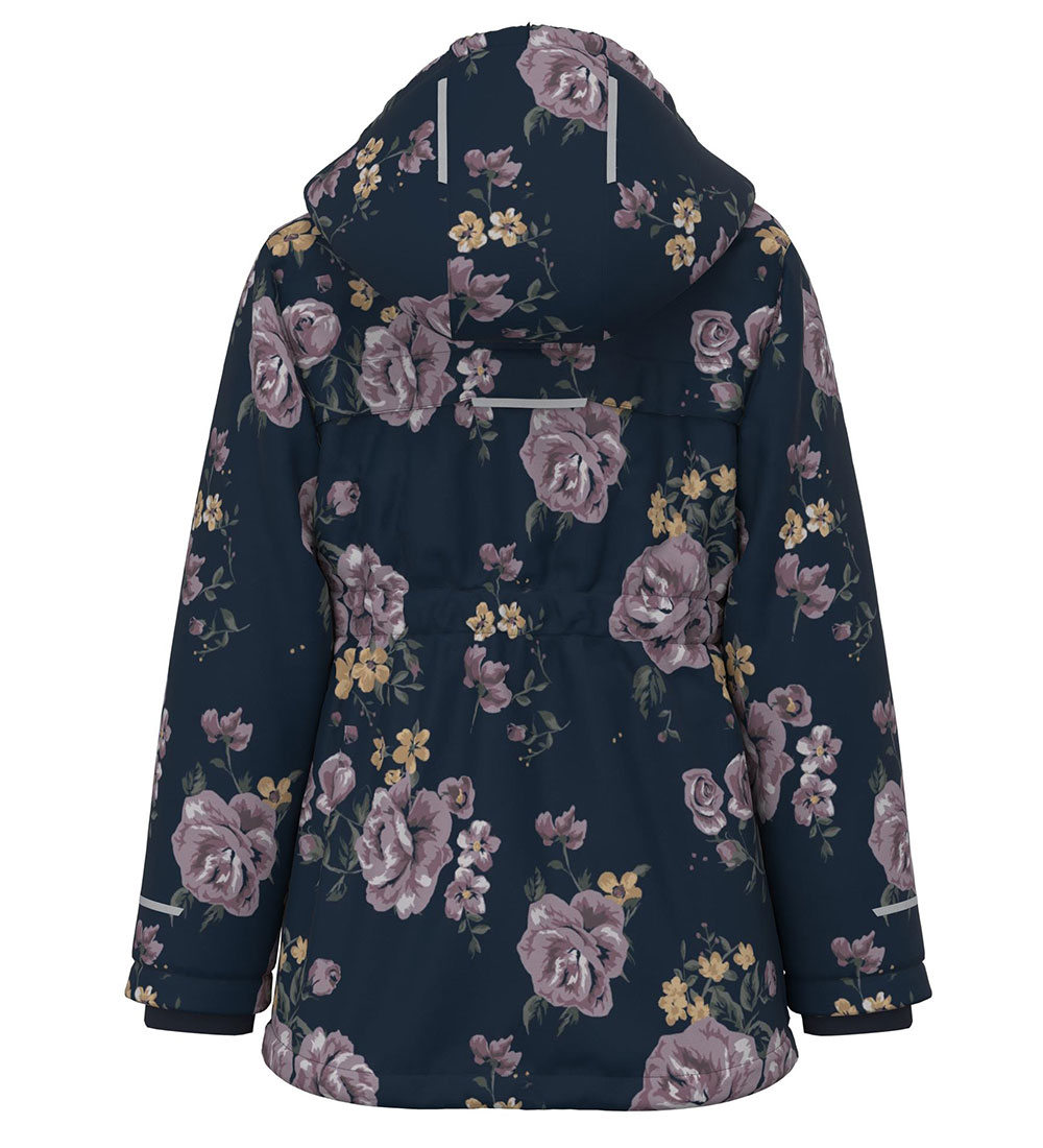 Name It Vinterjacka - NkfSnow10 - Mörk safir med blommor