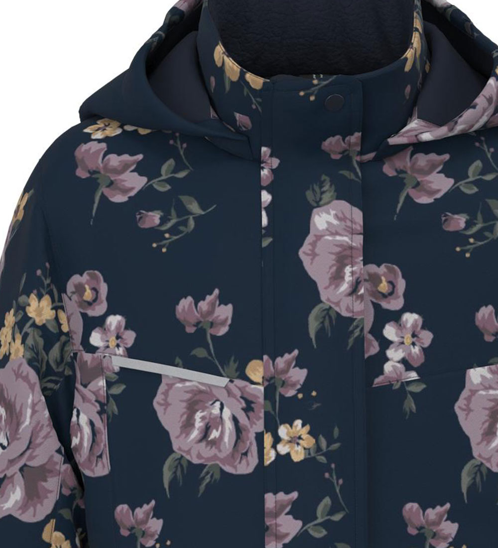 Name It Vinterjacka - NkfSnow10 - Mörk safir med blommor