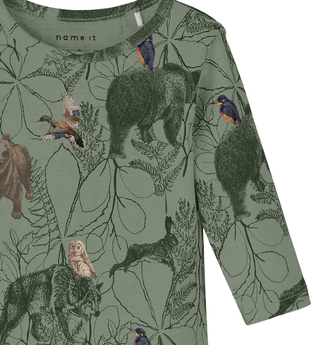 Name It Bodysuit l/s - NbmOman - Oil Green w. DYR