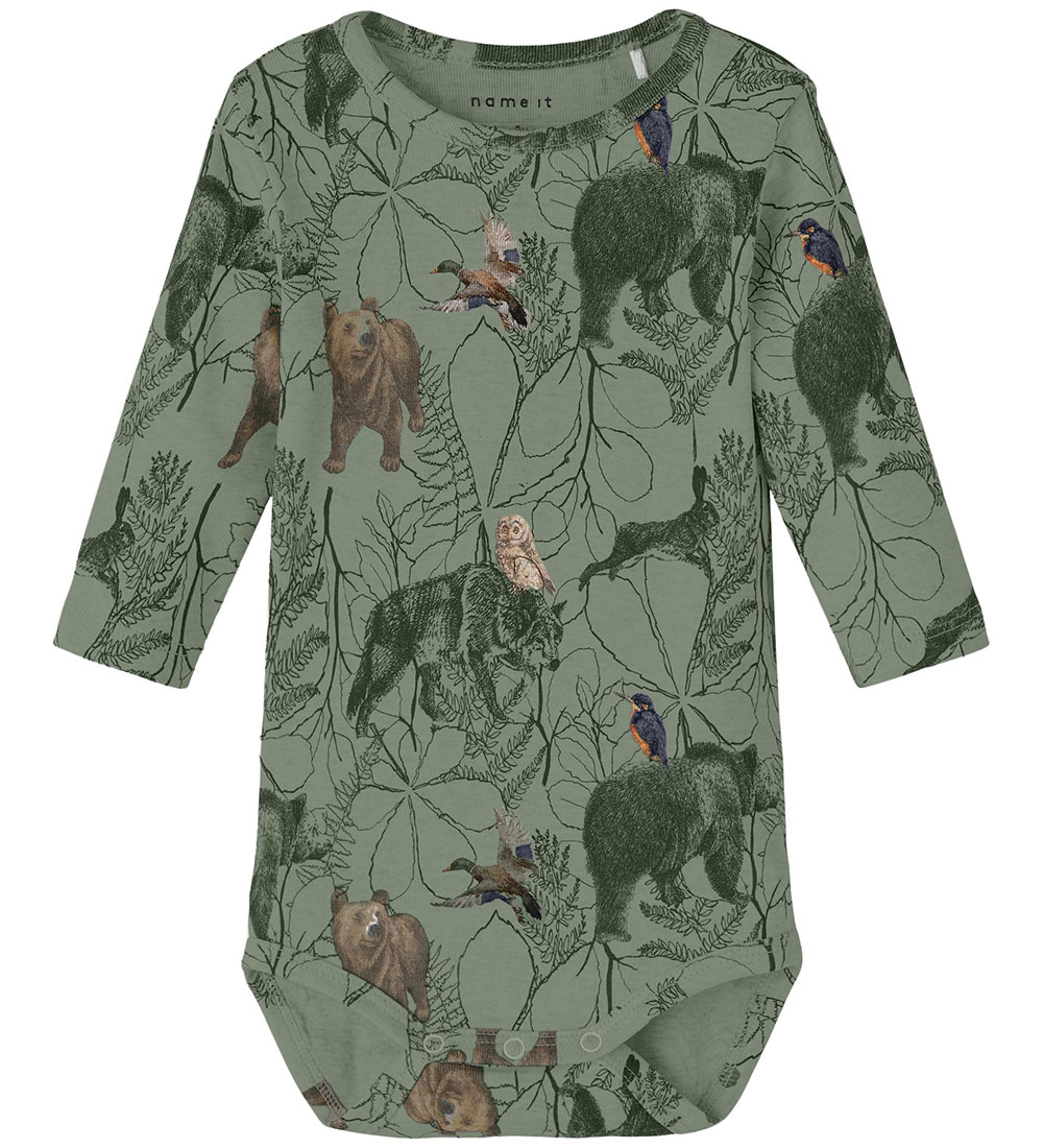 Name It Bodysuit l/s - NbmOman - Oil Green w. DYR