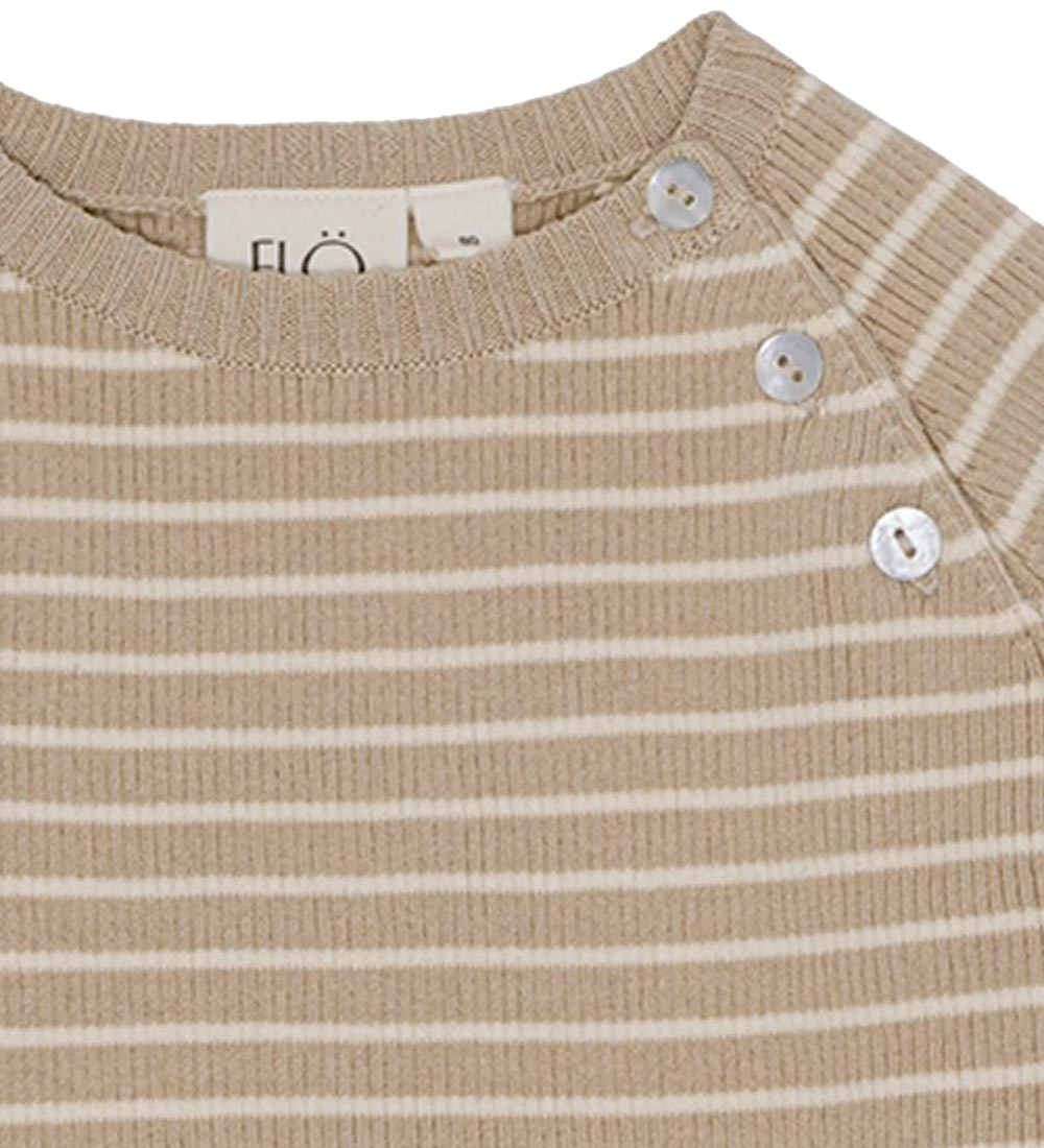 Flöss Bluse - Strick - Rib - Eingriff - Sand