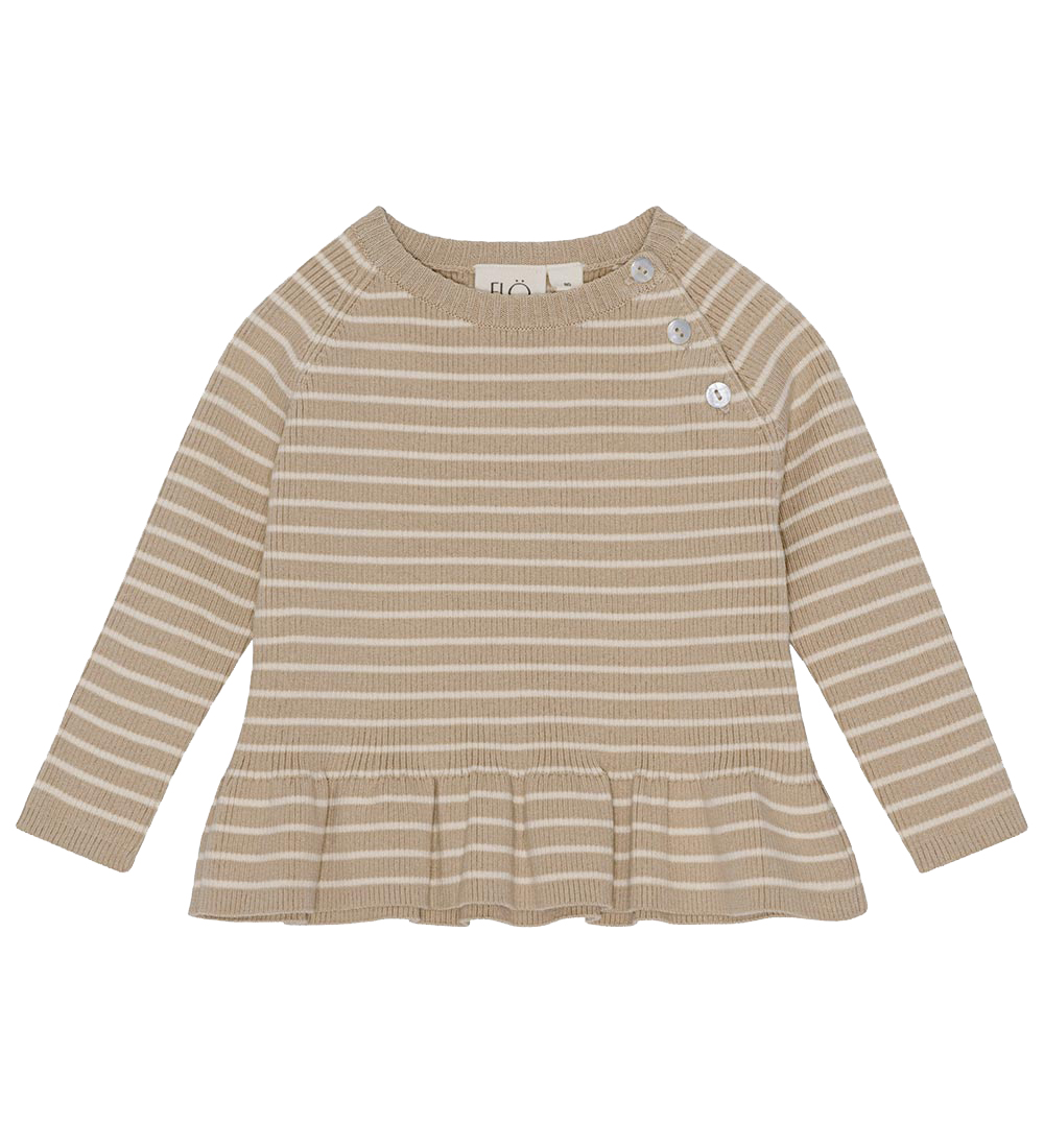 Flöss Bluse - Strick - Rib - Eingriff - Sand