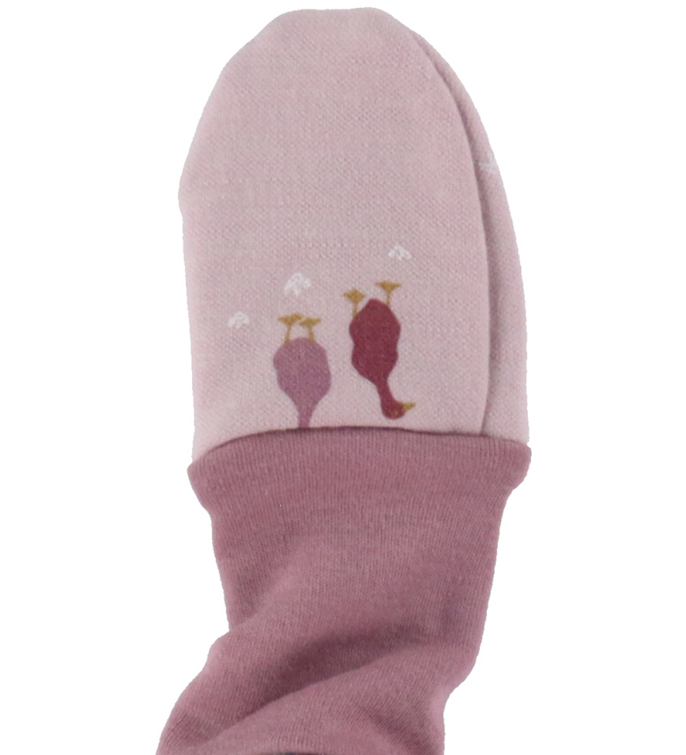 Joha Mittens - Wool/Cotton - Light Bordeaux w. Geese