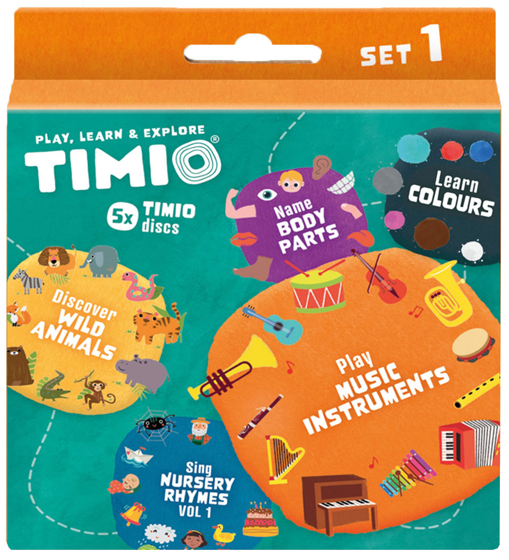 TIMIO Disc set 1 - Barnsånger, Vilda djur, Instrument, Färger oc