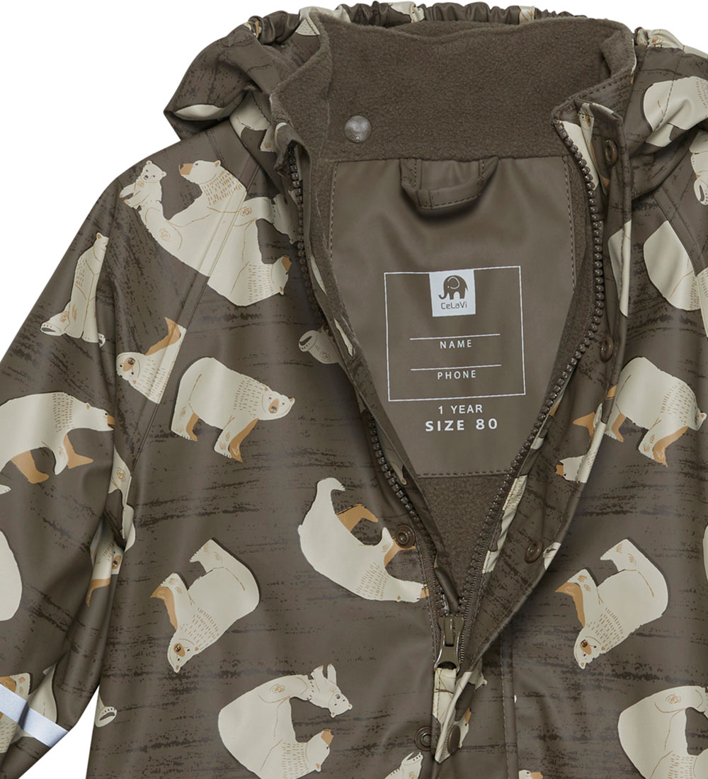CeLaVi Rainsuit w. Fleece - PU - Sea Turtle