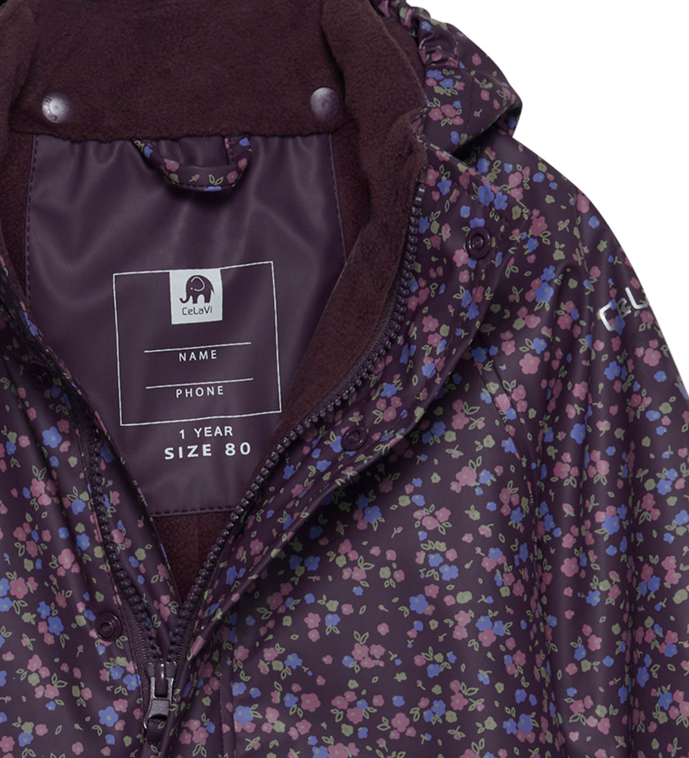 CeLaVi Rainsuit w. Fleece - PU - Plum Perfect