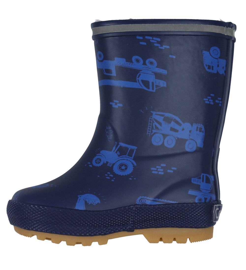CeLaVi Rubber Boots w. Lining - Pageant Blue w. Machines