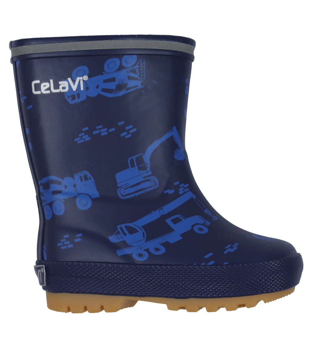 CeLaVi Rubber Boots w. Lining - Pageant Blue w. Machines