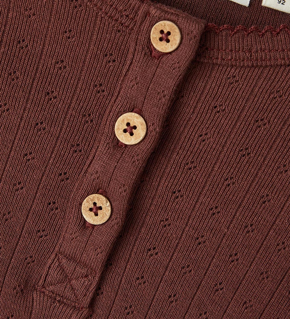 Lil' Atelier Blouse - Rib - NmfRachel - Rum Raisin w. Pointelle