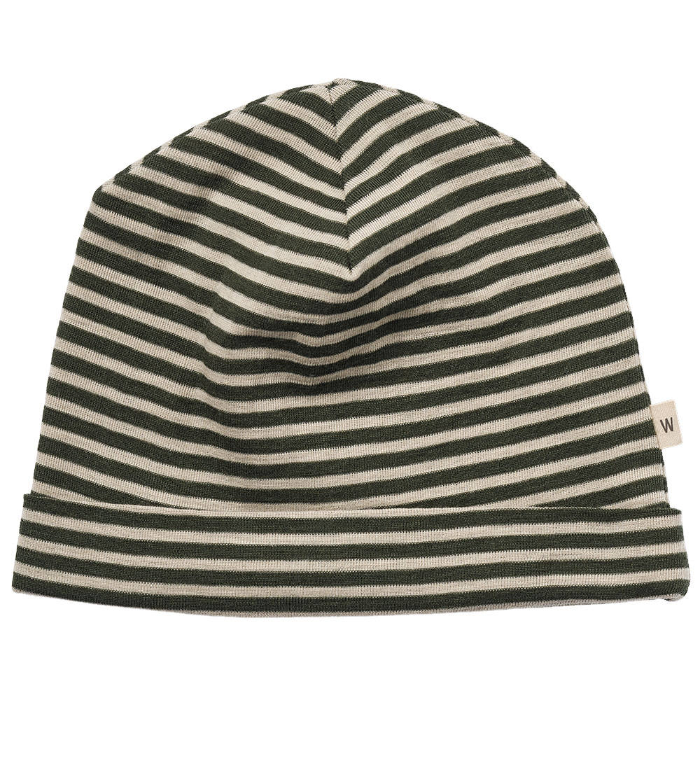 Wheat Beanie/Tube Scarf - Wool - Arta - Green Stripe
