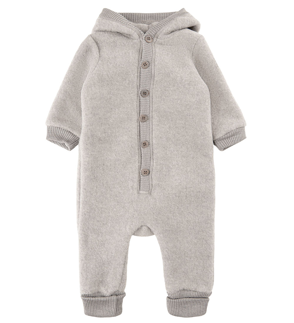 Mikk-Line Pramsuit w. Hood - Wool - Melange Offwhite
